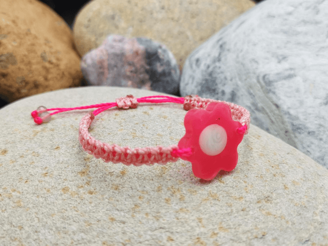 BCO-031 Bracelet petite fleur rose saumon fluo