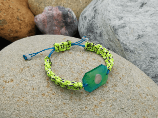 BCO-003 Bracelet bleu et vert rectangulaire 