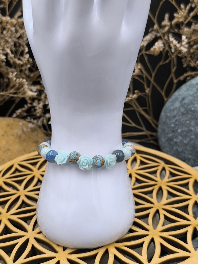 BP.039 Bracelet roses, bleu