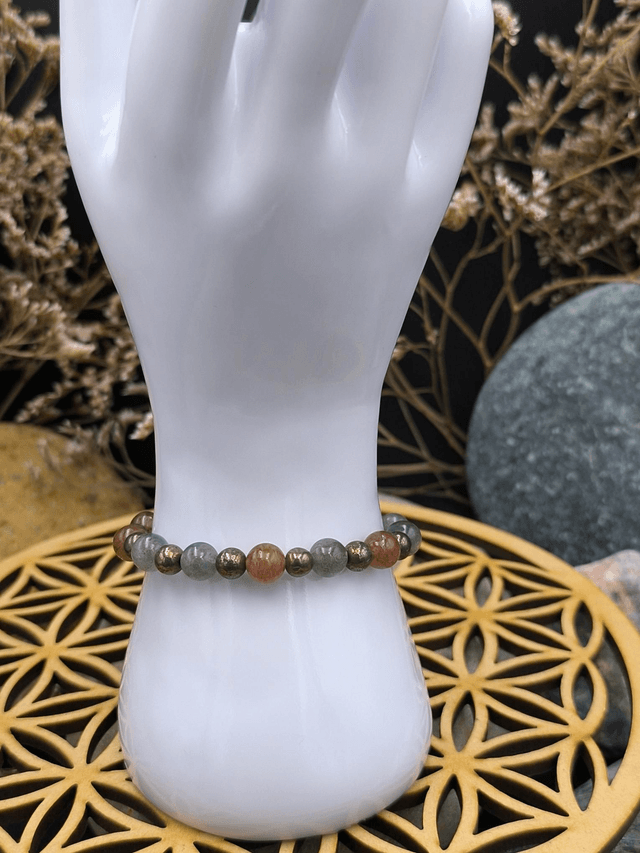 BP.035 Bracelet labradorite,quartz, pyrite 
