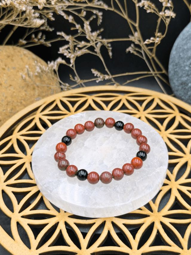 BP. 008 Bracelet Jaspe rainbow et onyx 