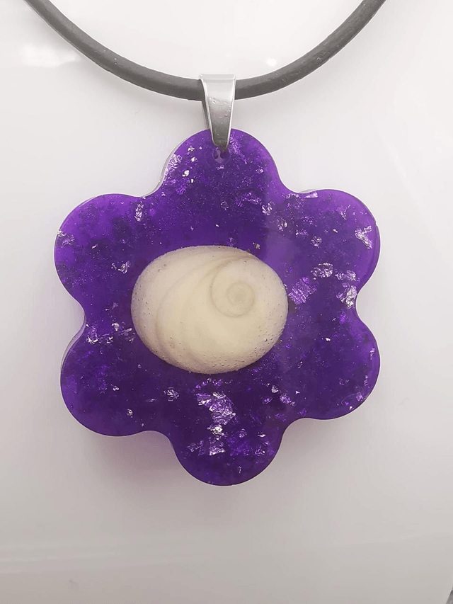 PEN-004 Pendentif grosse fleur violet