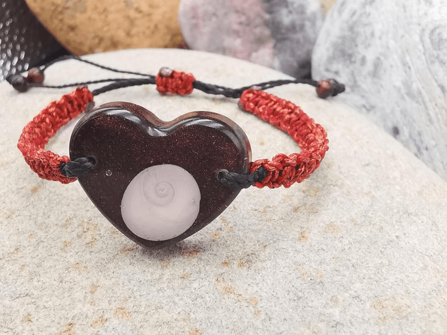 BCO-009 Bracelet gros cœur marron cuivré 