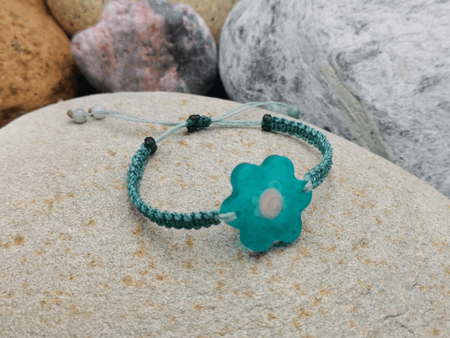 BCO-028 Bracelet fleur bleue turquoise 