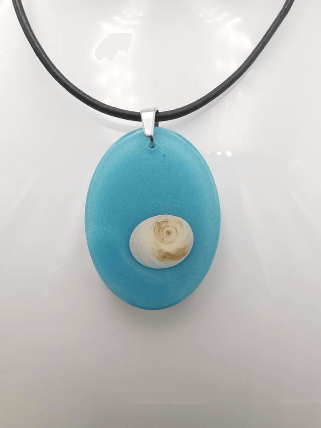 PEN-013 Pendentif ovale bleu 