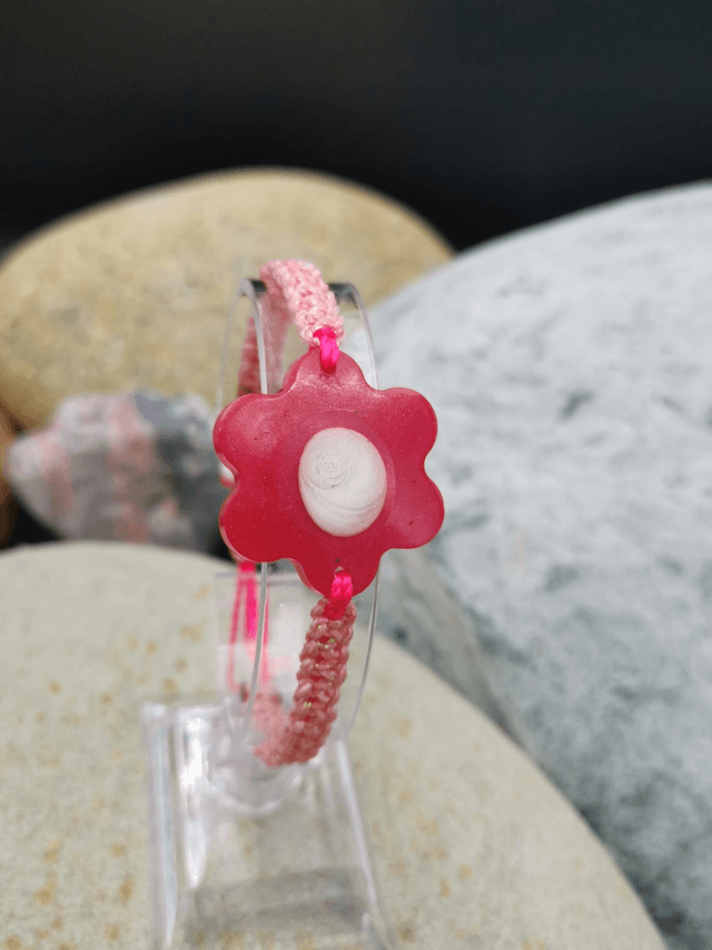 BCO-033 Bracelet grosse fleur  rose