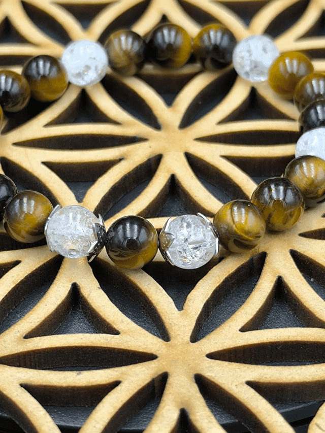 BP.010 Bracelet oeil de tigre et cristal de roche 