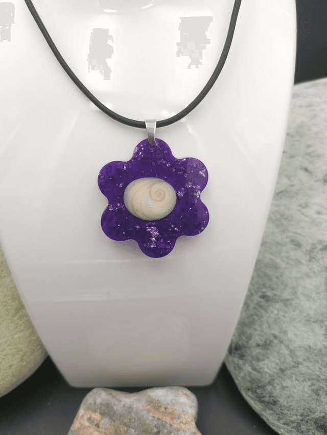 PEN-004 Pendentif grosse fleur violet
