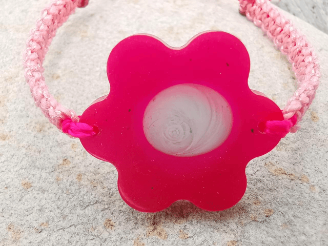 BCO-033 Bracelet grosse fleur  rose