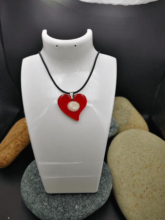 PEN-009 Pendentif  Cœur rouge penché 